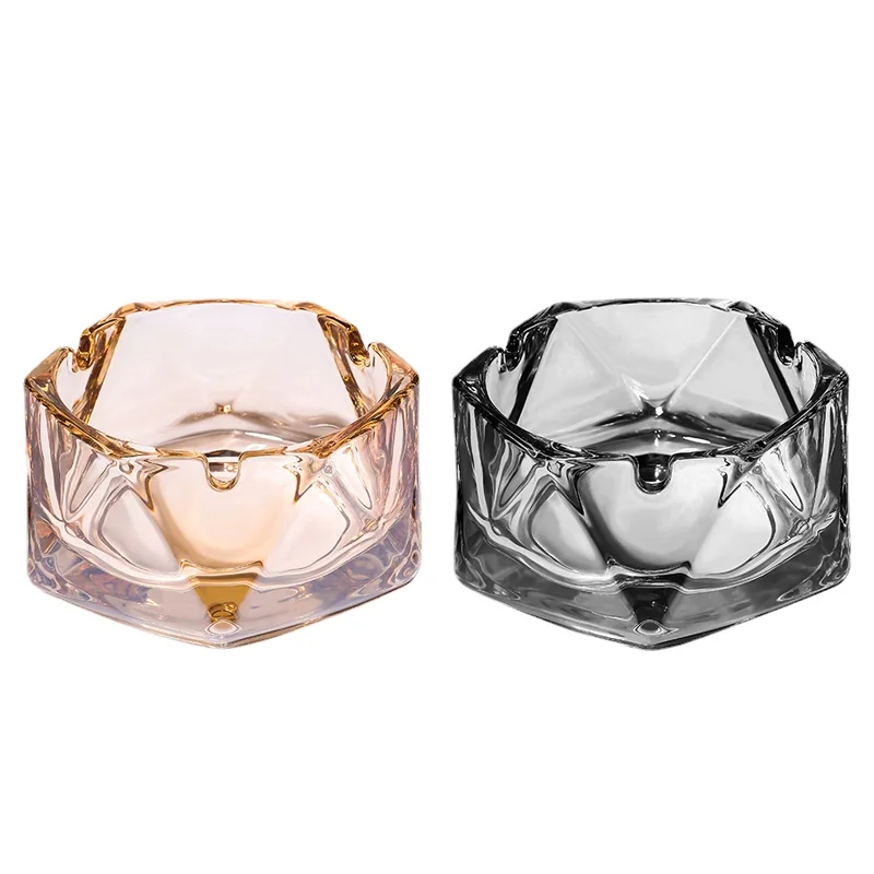 

Household Glass Ashtray Light Luxury Trendy Living Room High-End Ashtray Office Exquisite Fashion Crystal Ashtrays