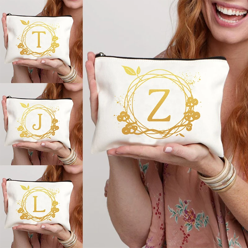 

Косметичка с золотой надписью, клатч для подружки невесты, дорожная косметичка для красоты, женская сумка для помады, модная сумка для туалетных принадлежностей, сумки