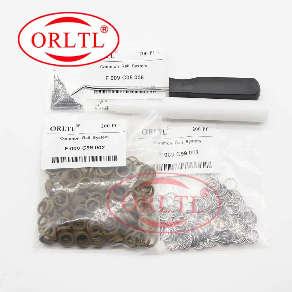 

200 шт. Форсунка для инжектора, керамические шарики F00VC05008 + F00VC99002, уплотнительные кольца 1,34 мм, комплекты для ремонта Common Rail