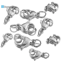 5pcs 6 7 10mm lobster clasp with jump rings stainless steel end clasps connectors findings for diy jewelry making accessories