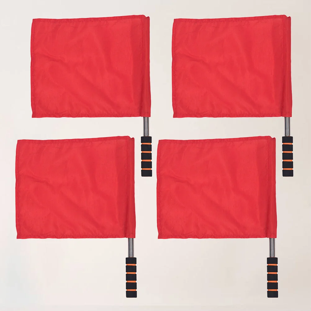 

4 ручных флага из нержавеющей стали, флаг для рефери, флаг для футбольной дорожки и поля (красный)