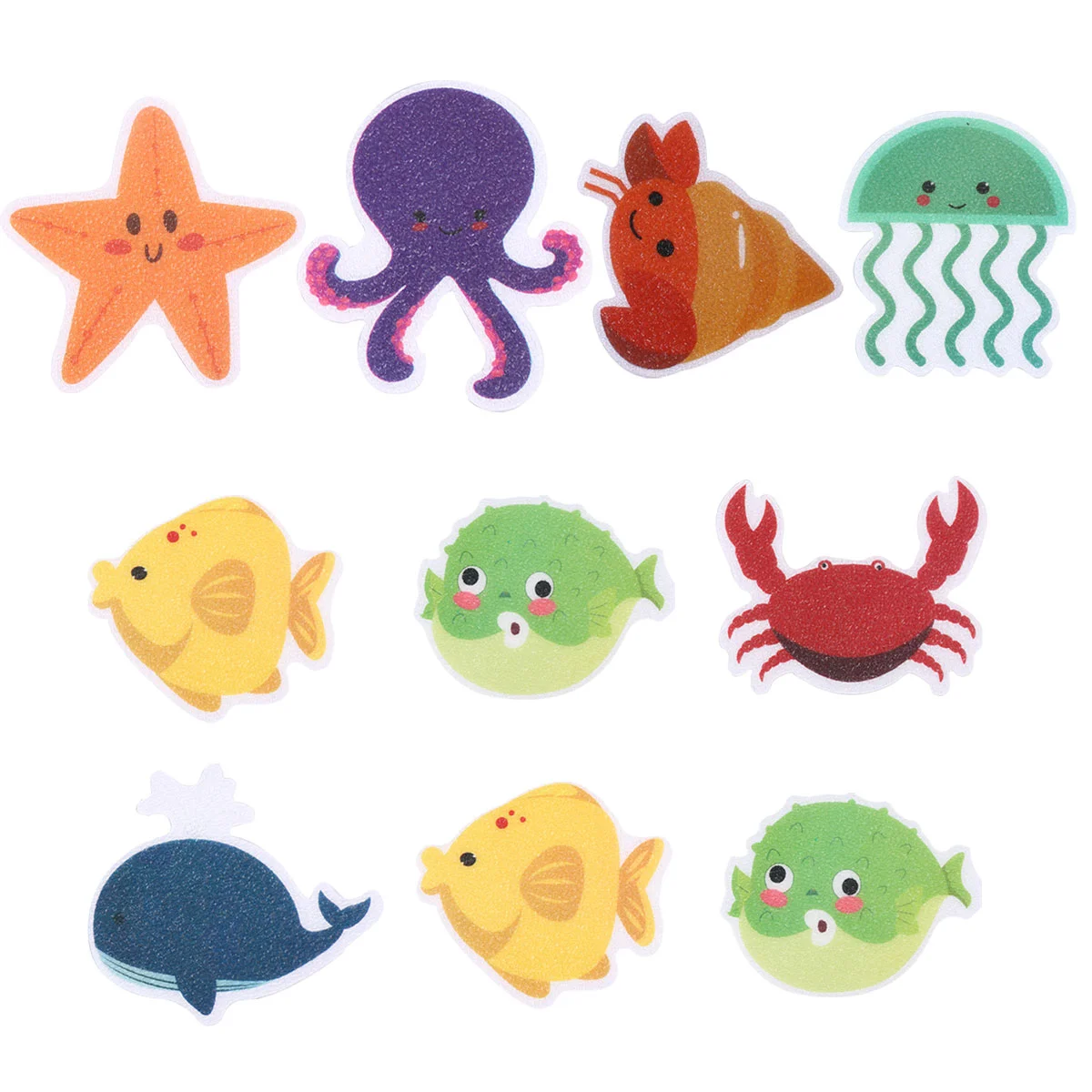 

10pcs Marine Stickers Cartoon Bathtub Safety Stickers Prevention Decals Self- adhesive Tub Pasters Mat