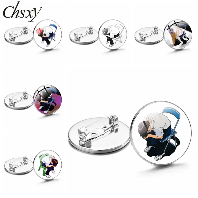 Brooch Badges Cartoon Figuer Glass Cabochon Lapel Pin Fashion Jewelry Accessorie Gift