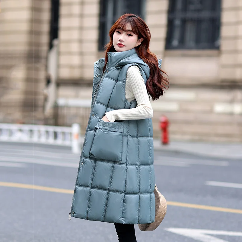 

PinkyIsBlack Autumn Winter Women Vest Jacket Outwear Casual Thicken Cotton Padded Long Hooded Sleeveless Waistcoat For Female