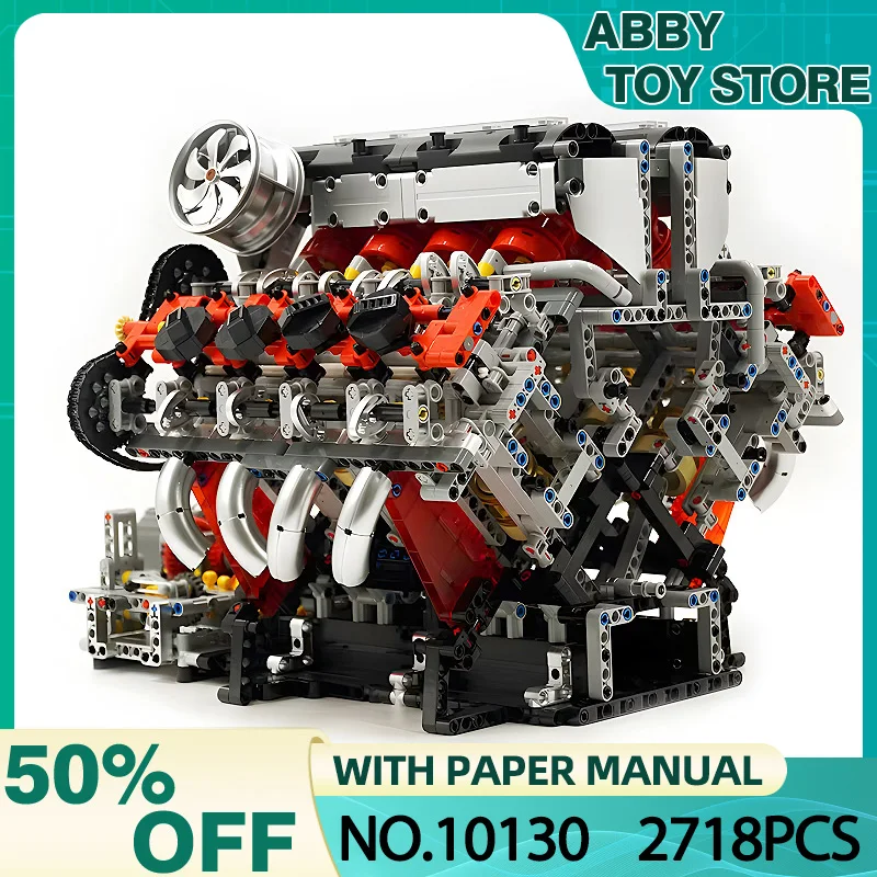 MOLD KING 10130 MOC Технический автомобиль Суперкар F488 Двигатель V8 Строительные блоки
