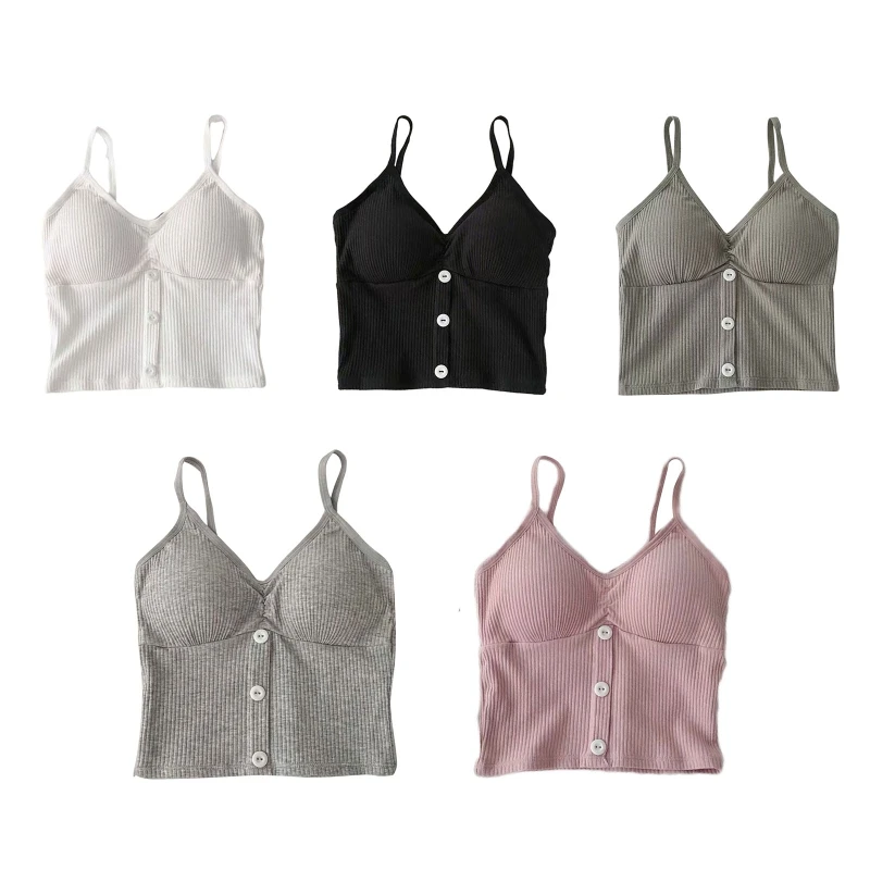 

Slim-Fit Dressy Casual Cotton Camis Padded Strap Vest Summer Women Young Girl