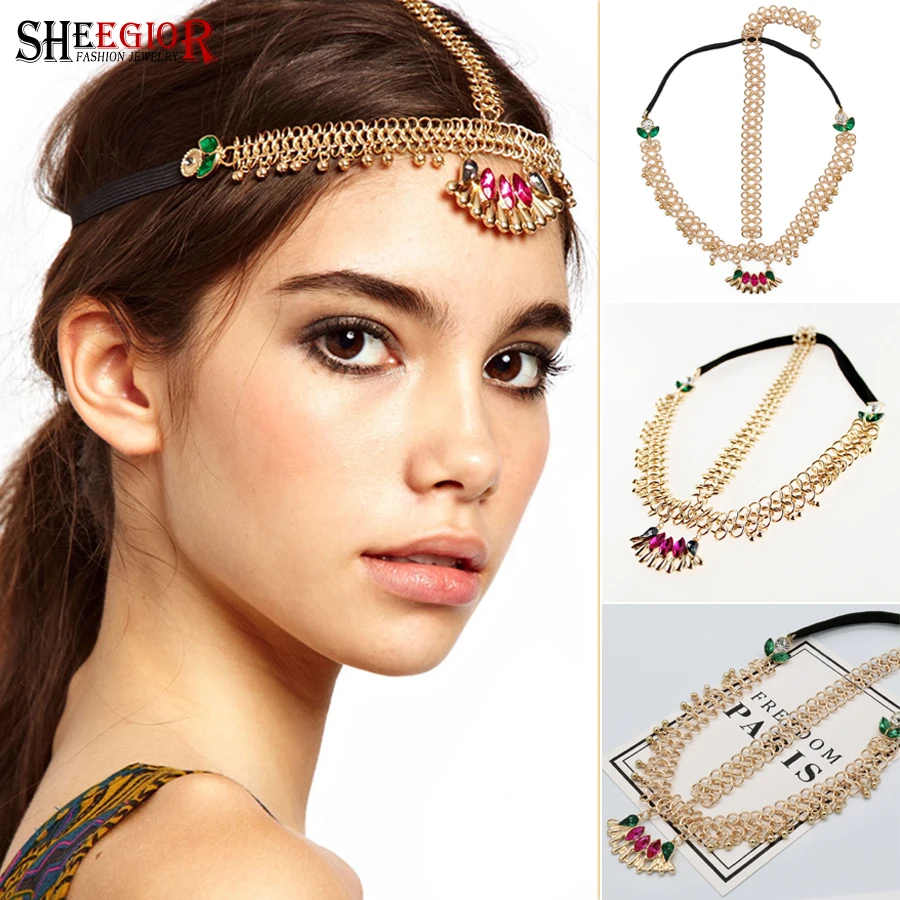 

Romantic Wedding Bridal Hair Jewelry Headbands for Women Hair Accessories Fashion Rhinestone Flower Head Chains Friendship Gifts