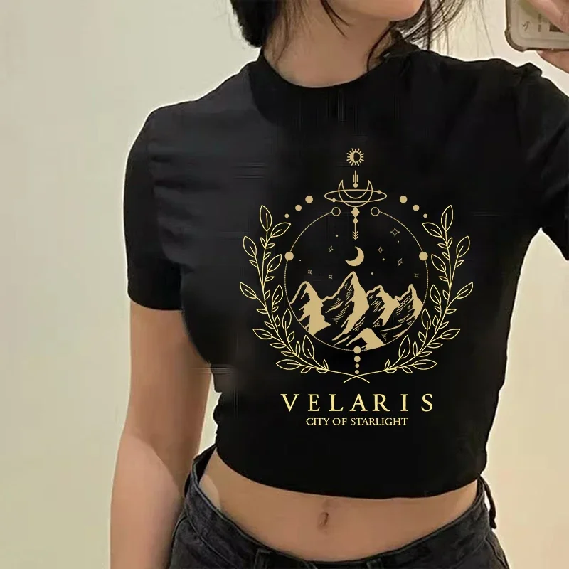 Acotar Velaris Y2k женский короткий топ с графическим рисунком 2000s женская готическая