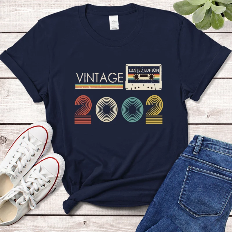 

Vintage Made In 2102 Limited Edition Tape Case Funny Women T Shirt 21st 21 Years Old Birthday Fashion Tshirt Girlfriend Gift Top
