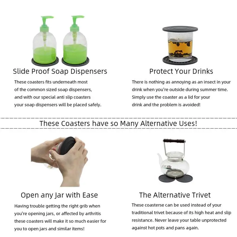 

Подставки для чашек, набор силиконовых подставок из 8 термостойких подставок для стаканов любого размера, мягкие подставки для стаканов