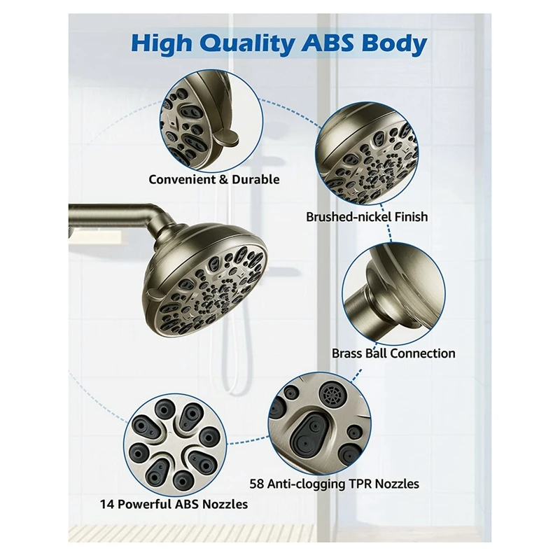 

Насадка для душа высокого давления, фиксированная насадка для душа, спринклер с регулируемой вращающейся шаровой головкой-идеально подход...