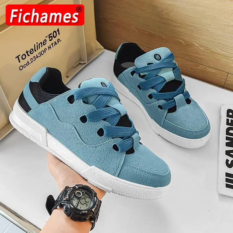 

Men Fashion Leather Casual Shoes Men's Running Sneakers Outdoor Walking Shoes New Anti-skid Wear Flat Heel Male Skateboard Shoe