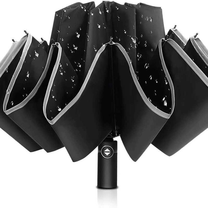 

Перевернутый зонт, зонты, спицы, ветрозащитный зонт, зонтик заднего хода со светоотражающей полосой, тефлоновая лампа, для женщин и мужчин 1