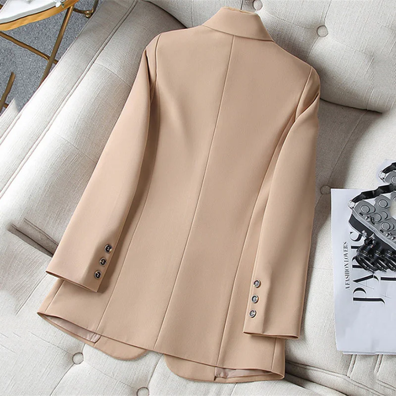 Khaki Blazer Women's Coat Spring Autumn 2023 Fashion Korean  Long Sleeve Blazers Woman Jacket Casual Office Ladies Blazer Tops