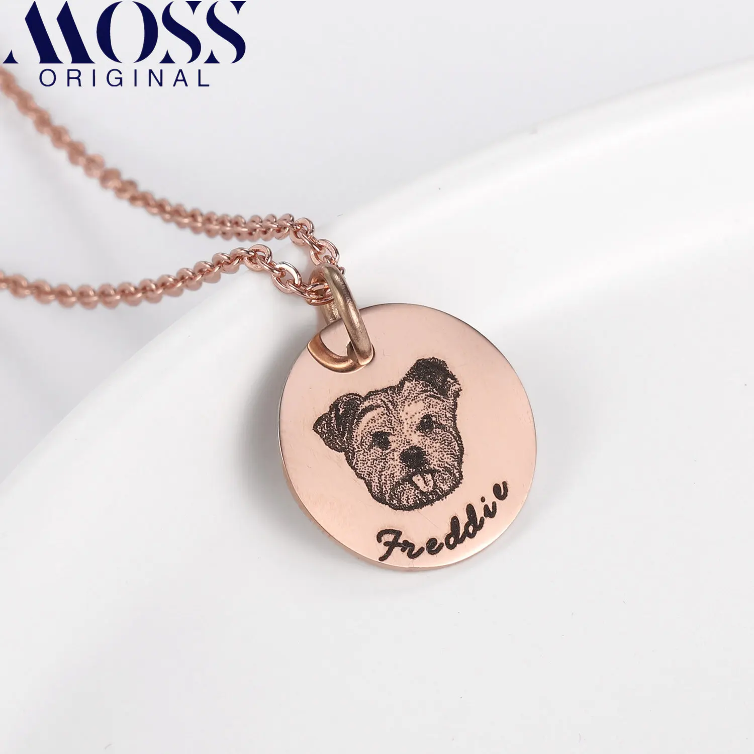 Personalized Pet Photo Disc Necklace For Women Tiny Cat Name Pendant Necklaces Custom Animal Stainless Steel Jewelry