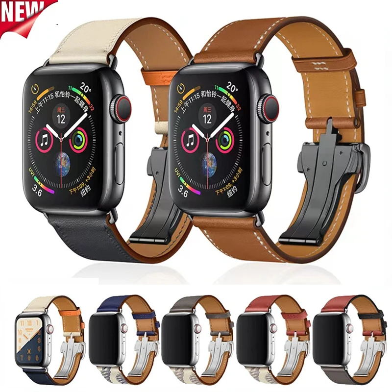 Genuine Leather Strap For Apple Watch Band 49mm 45mm 44mm 42mm 41mm 40mm Bracelet Wristband Belt For iWatch Ultra 8 7 6 5 4 3 SE