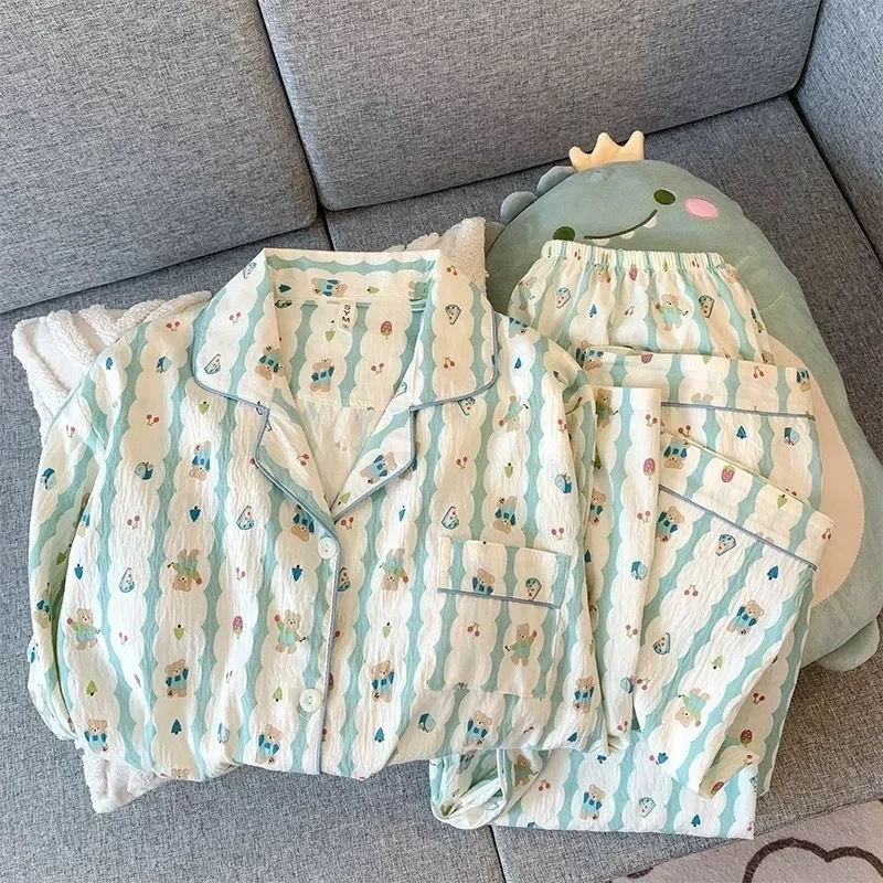 Новинка 2024 хлопковые пижамы с длинными рукавами и облаком для женщин весна-осень