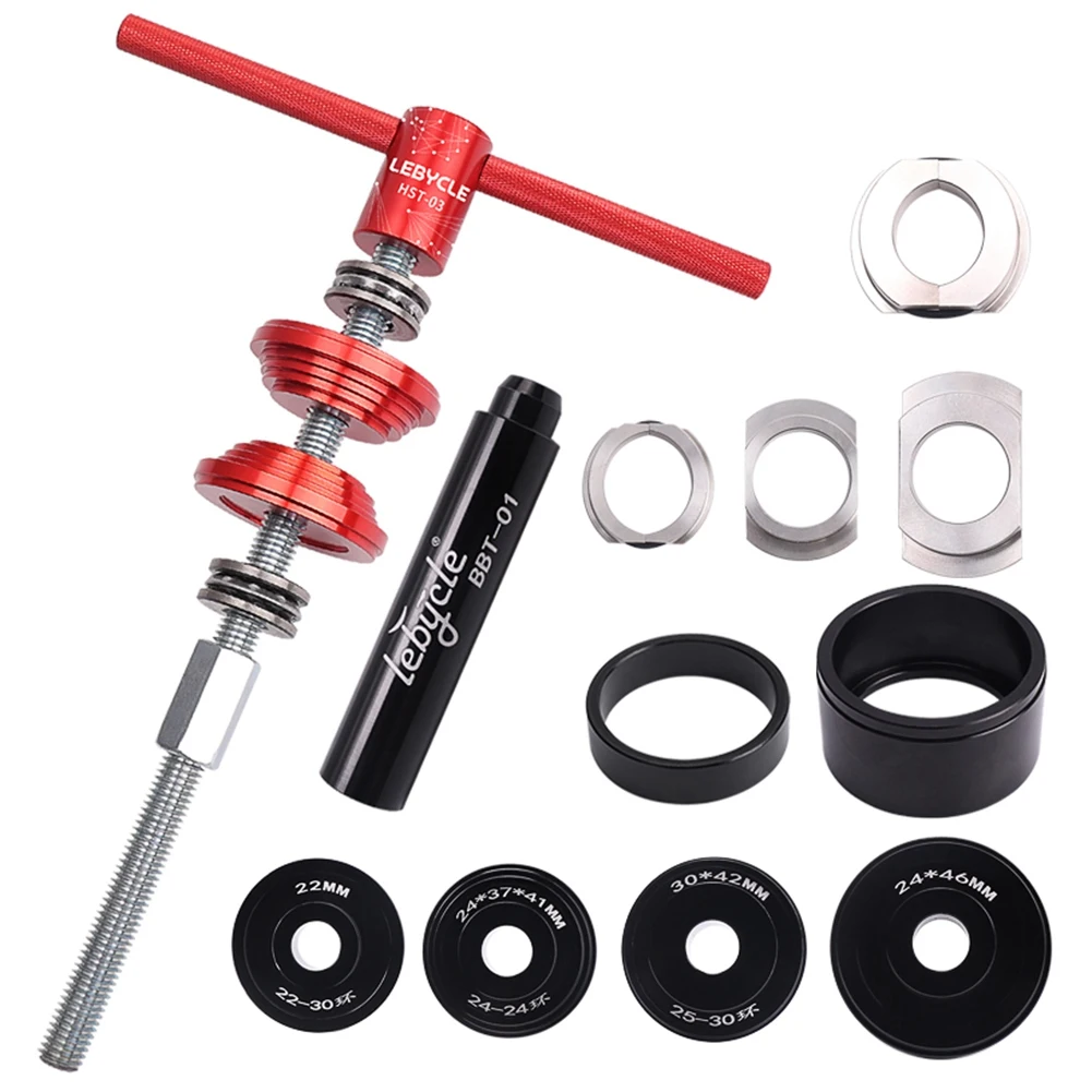 

Lebycle MTB Bike Road Fixes Gear Bicycle Axle Cente Press-in Shaft Static Install Disassembly Tool Suit BB86/30/92/PF30,Red