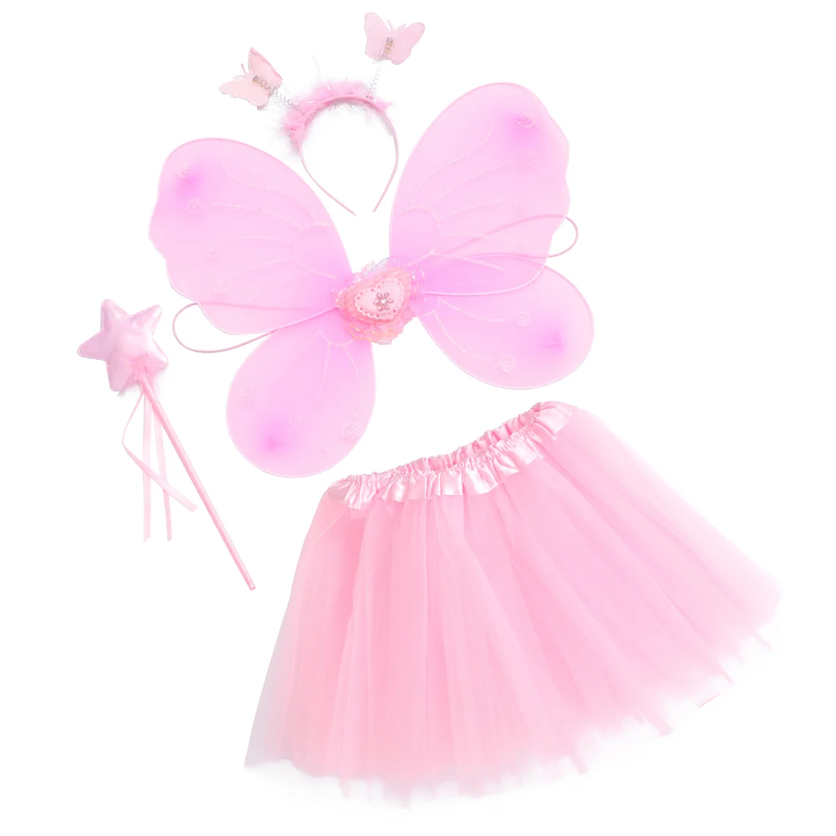

Baby Girl Gowns Fairy Tutu Skirt Gauche Set Tulle Tutu Skirt Kids Play Sets Princess Dress Butterfly Wings Four Piece Set