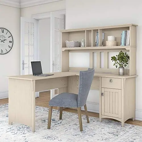 

L Shaped Desk and Hutch, Cape Cod Gray