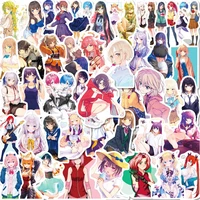 50pcs kawaii cartoon girl stickers for stationery scrapbook laptop sketchbook anime sticker scrapbooking material craft supplies