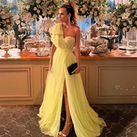 elegant a line one shoulder evening dresses 2022 long sexy backless slit chiffon floor length prom party gowns robe soir%c3%a9e femme