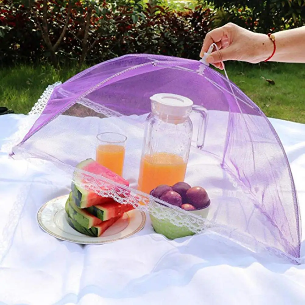 

Wear-resistant Mesh Fabric Umbrella Style Mesh Fabric Food Bowl Cover for Picnic