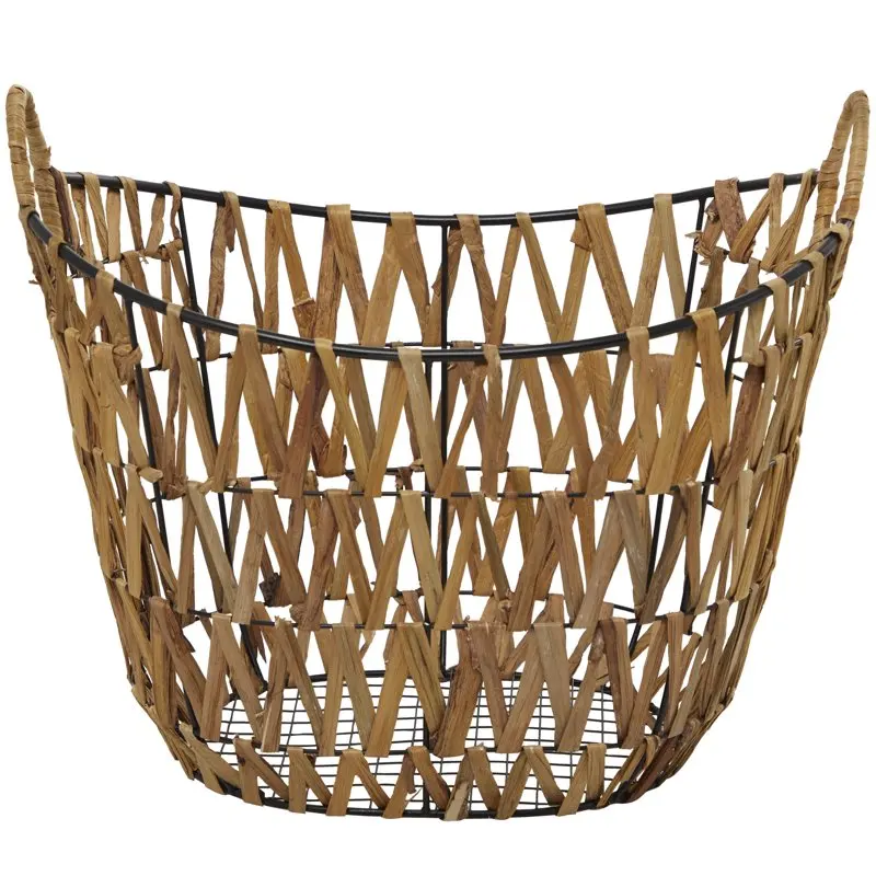 

The Novogratz 20" x 16" Brown Metal Storage Basket with Handles, 1-Piece