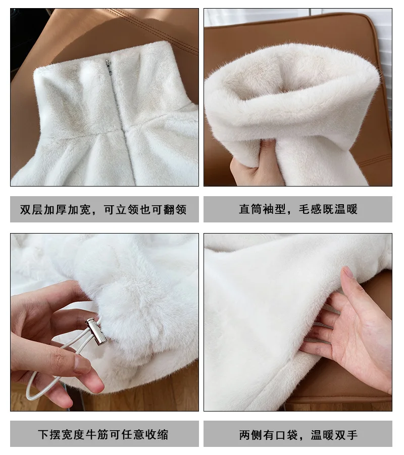 New Winter Women's Lamb Wool Faux Fur Coat Loose and Thick Warm Women's Jacket Jacket Women's Long-sleeved Casual Soft Pink Coat