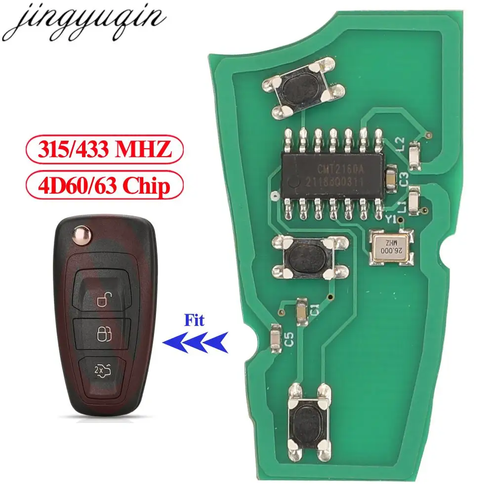 Плата Jingyuqin без ключа чип 4D ID60/63 315 МГц для Ford Focus Mk1 Mondeo Transit Connect Circuit Board