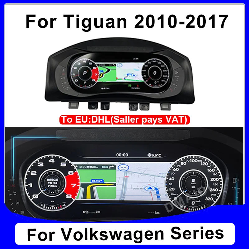 

Lates Car Digital Cluster Meter Instrument LCD Speedmeters Dashboard Virtual Cockpit For Volkswagen Tiguan 2010-2017 2022 Linux