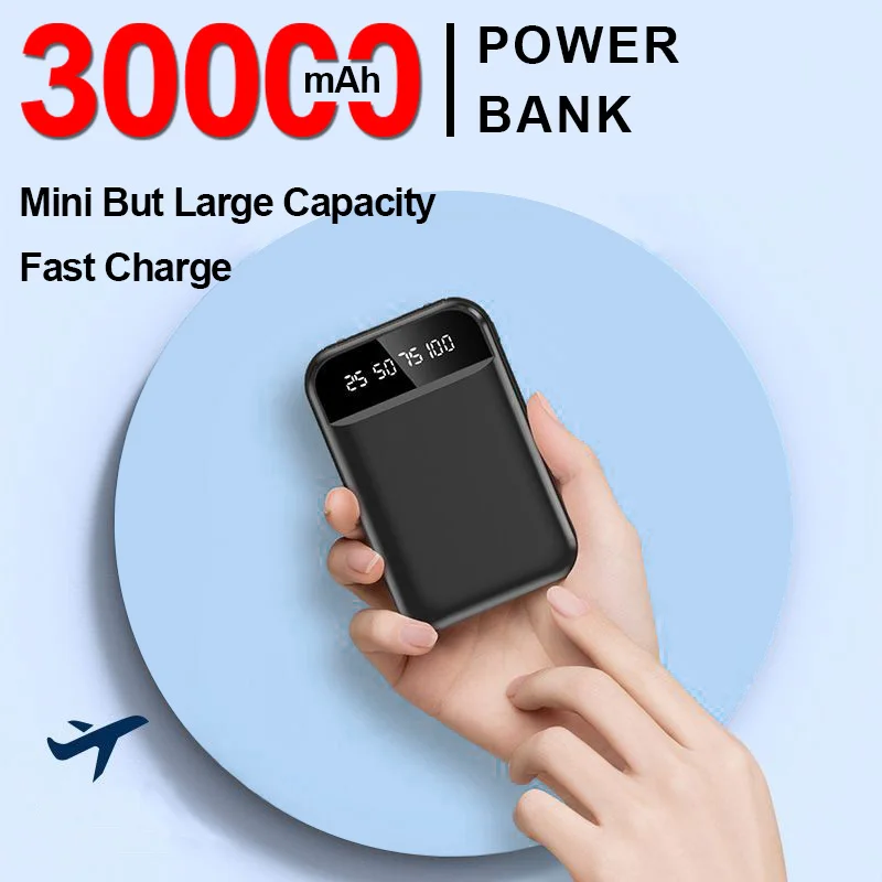 

Mini 30000mAh Power Bank Portable Charger Fast Charging Digital Display External Battery Pack Flashlight For iPhone Xiaomi