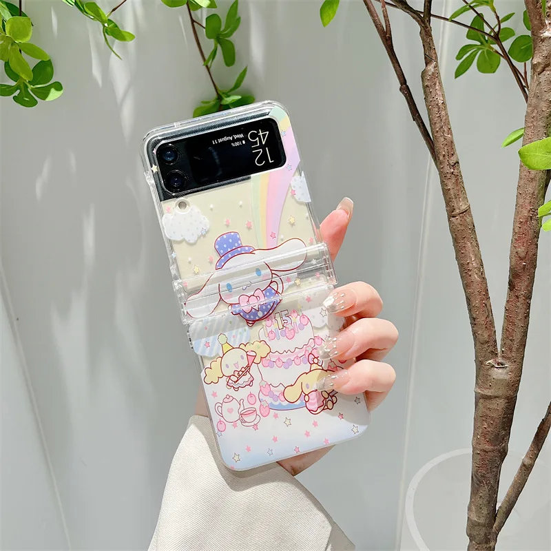 

Cartoon Melody White Dog Rainbow Cake Phone Case for Samsung Galaxy Z Flip 3 5G Hard PC Back Cover for ZFlip3 Cases Shell