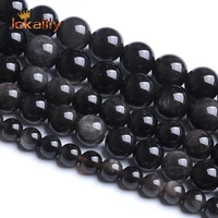 5a natural obsidian stone for jewelry making needlework round loose beads diy charms bracelets necklaces accessories 4 14mm 15