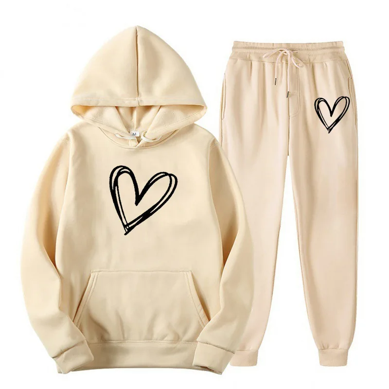 2 шт. флисовые толстовки с капюшоном и принтом сердца