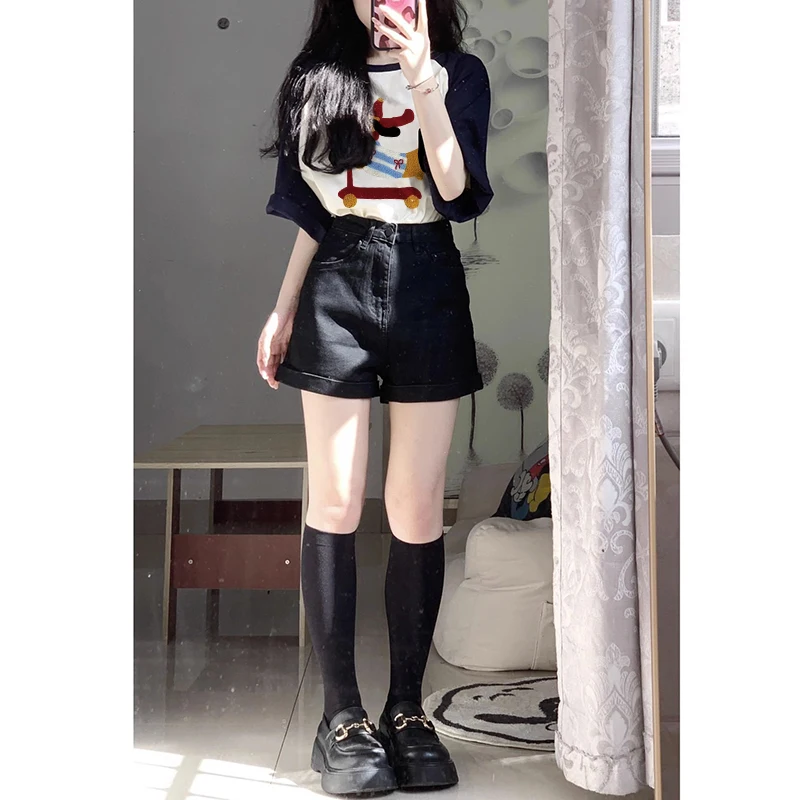 Американская Винтажная Футболка реглан с коротким рукавом Новинка лета 2024