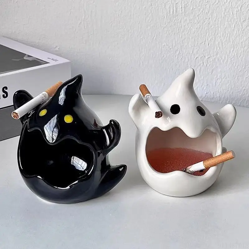 

1pc Creative Multifunctional Ceramic Living Room Aromatherapy Decor Cute Candlestick Decorations Funny Halloween Cartoon Ashtray