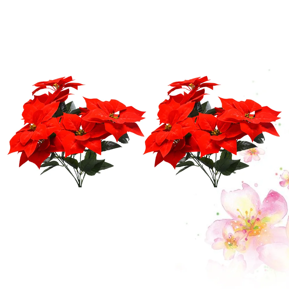 

Christmas Flower Flowers Poinsettia Red Artificial Arrangements Fake Floral Bouquets Simulation Centerpiecespicks Wreath Silk
