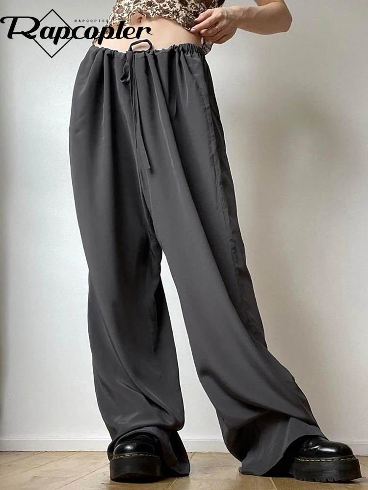 

Брюки Rapcopter Y2K женские с низкой талией, серые Мешковатые повседневные штаны в стиле ретро, уличная одежда, корейские джоггеры, летние спортив...