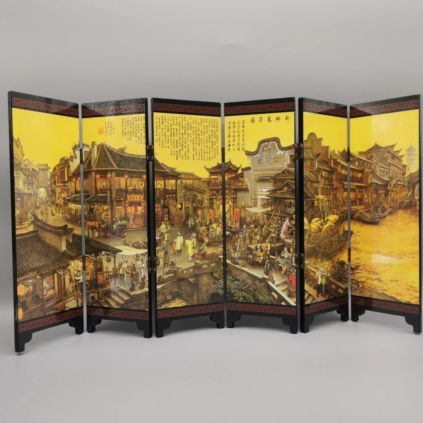

China Collect Exquisite Wooden Lacquerware Painting “Nanxiang Old Dream”Small Folding Screens Handicraft Home Decoration