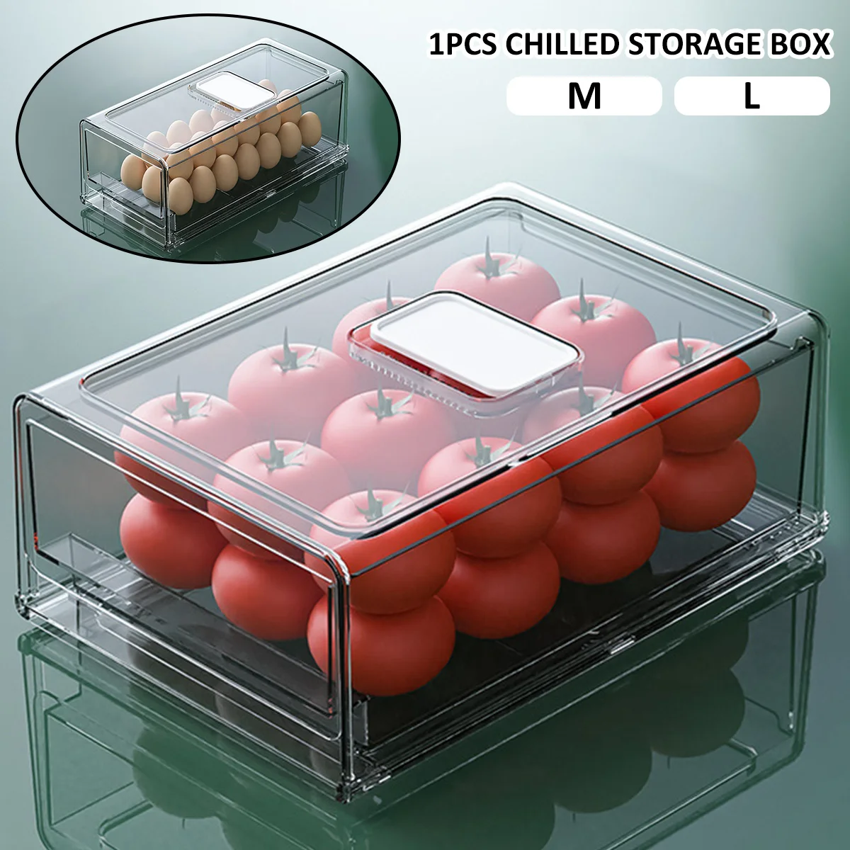 

Fridge Drawer Organizer Refrigerator Organizer Bins with Pull-out Drawer Clear Fridge Drawer Organizer with Drain Fridge