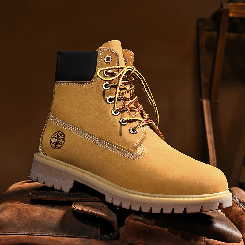 

2023 layer cowhide big yellow boots sneakers