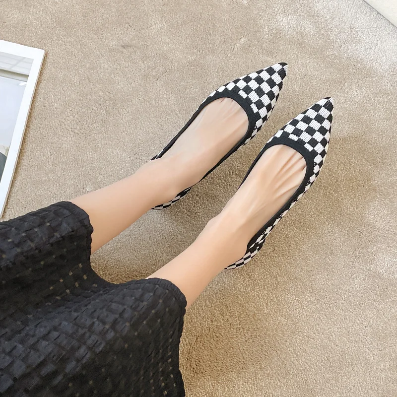 DIMANYU Dress Shoes Women Fashion 2023 New Thick Heel Pointed Women Shoes Large Size 41 42 43 Ladies Knitting Shoes