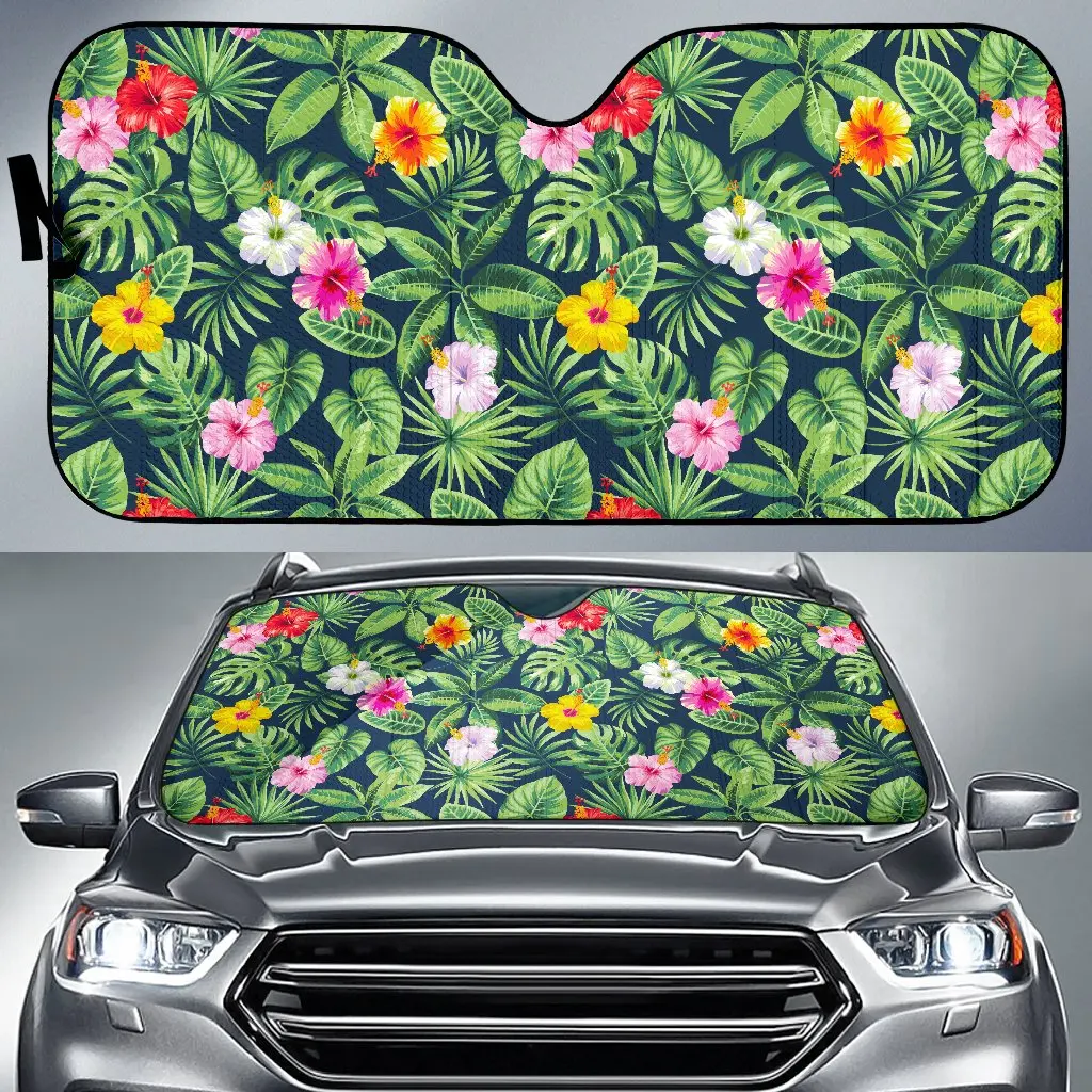 

Tropical Hibiscus Flowers Pattern Print Car Sun Shade