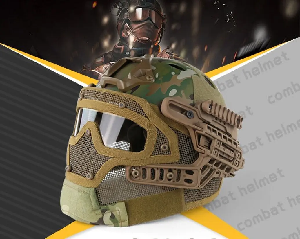 Быстрый PJ шлем маска для лица интегрированный Тактический с защитой пальцев ног