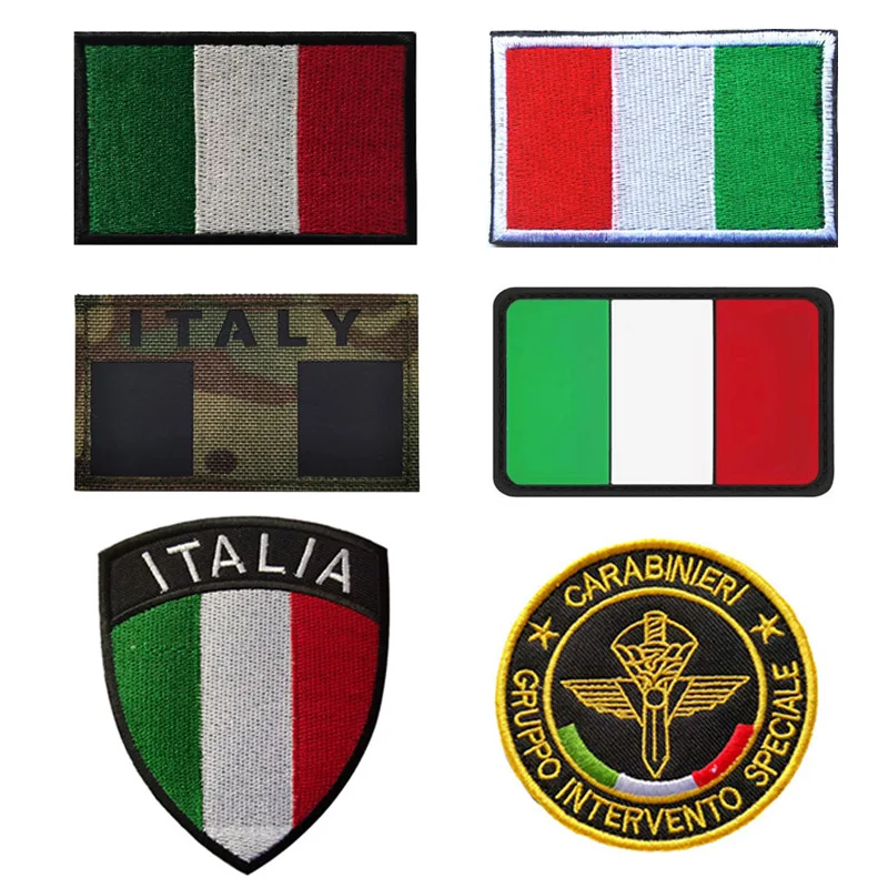 

Italy Flag Hook&loop Embroidered Patches Insignia Army Military Tactical Badge Patches for Clothing