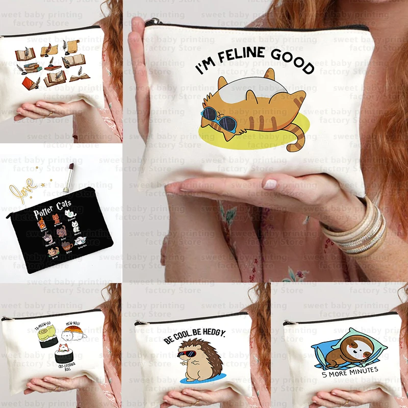 

Potter Cats Cosmetic Makeup Bag Pencil Organizer Zipper Kawaii Make Up Pouch Purse Travel Toiletry Bags Teacher's Day Gift