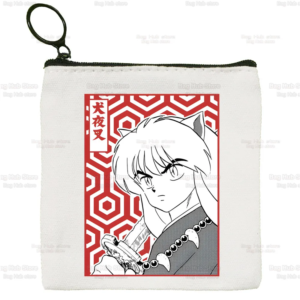 Inuyasha Anime Cartoon Coin Purse Female Kagome Mini Canvas Art Cute Sesshoumaru Key Case Higurashi Coin Purse Student Wallet