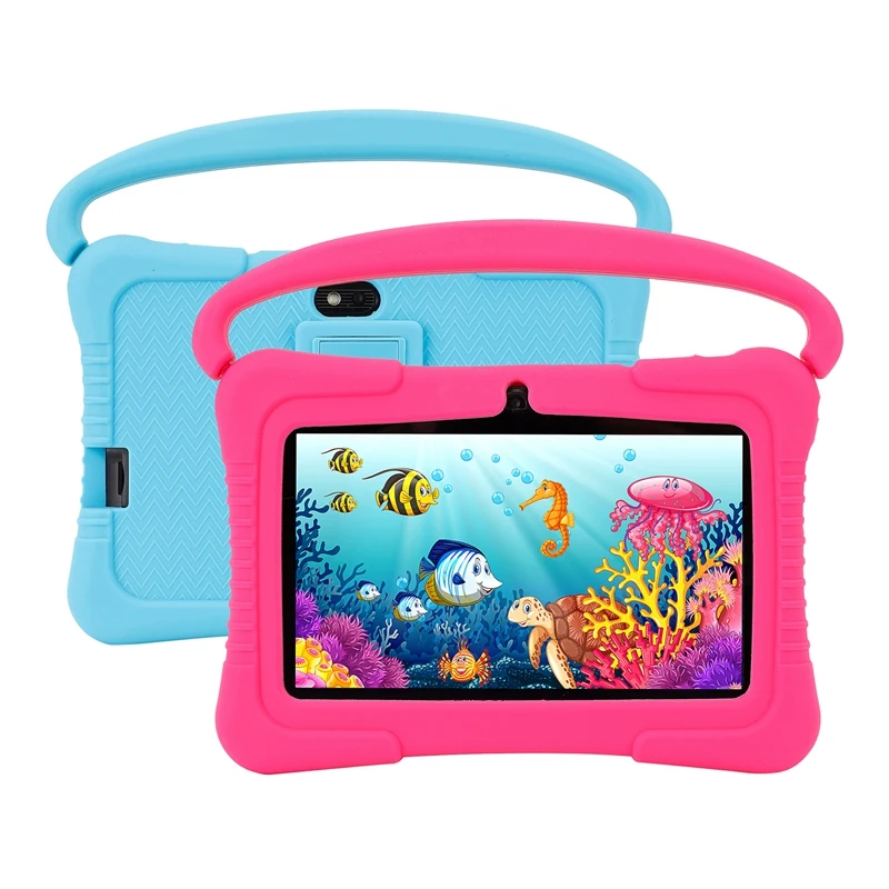 

7 Inch Kids Tablet 1GB+16GB Quad Core Android10.0 Children Tablet With Drop-Resistant Handheld Stand Case UK Plug