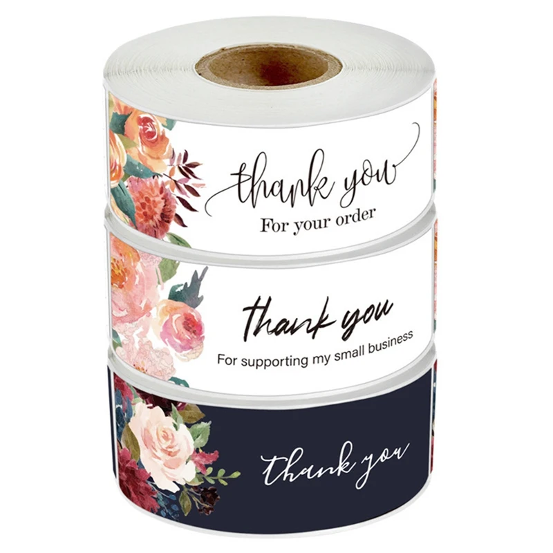 

Наклейки с цветочным узором «Thank You», подарочная упаковка, наклейки с уплотнением, клейкие этикетки для деловых бутиков, упаковочные принадл...